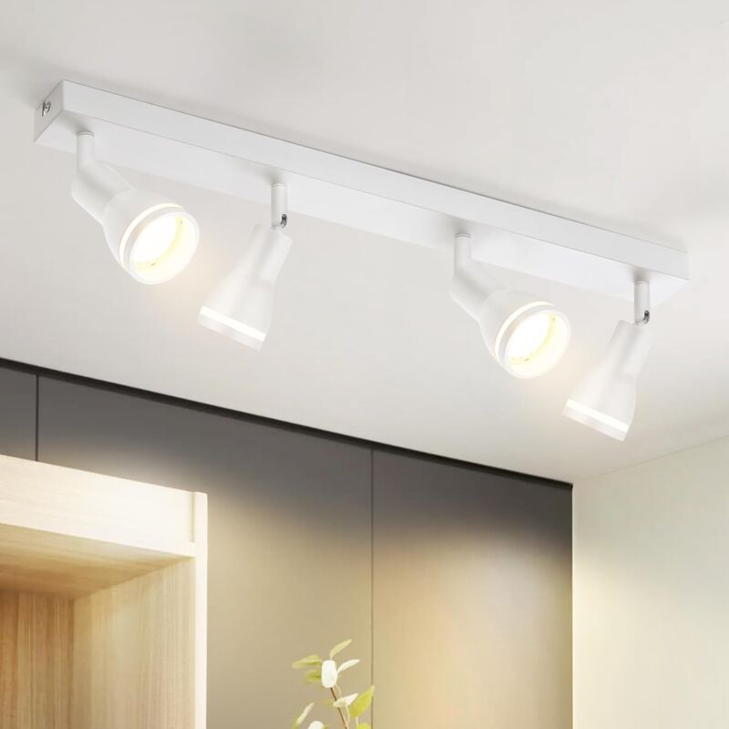 Spot de Plafond led 4 Ampoules Blanc Salon Plafonnier Spot Orientable GU10 Spot Lampe Plafonnier Moderne Spot de Plafond pour Cuisine, Chambre,