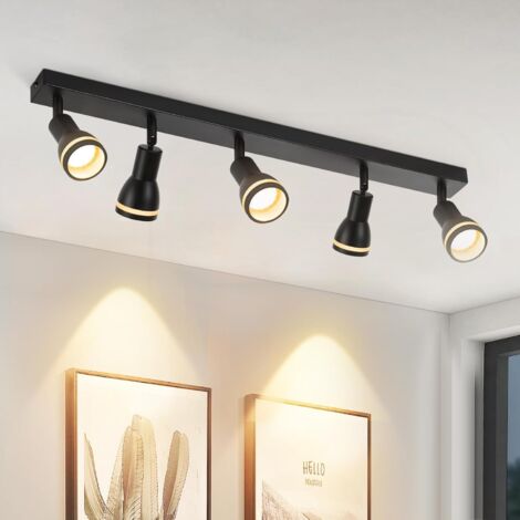 ZMH Spot de Plafond LED 5 Ampoules Noir Salon Plafonnier Spot Orientable GU10 Spot Plafonnier Moderne Plafonnier Spot pour Cuisine, Chambre, Couloir, sans Ampoule
