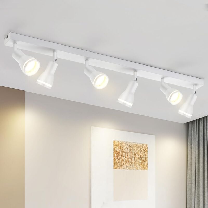 Spot de Plafond led 6 Ampoules Blanc Salon Plafonnier Spot Orientable GU10 Spot Plafonnier Moderne Plafonnier Spot pour Cuisine, Chambre, Couloir,