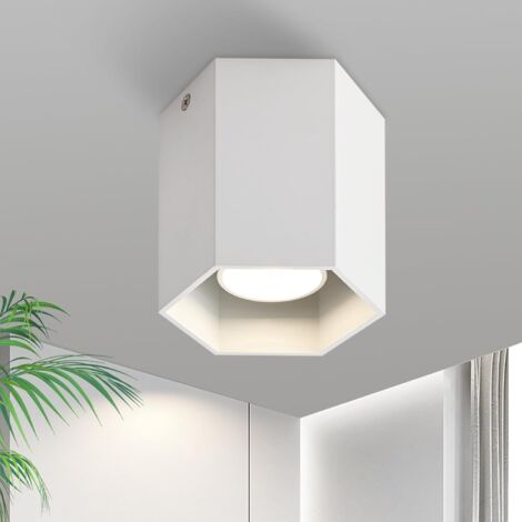 ZMH Spot de plafond LED - GU10 Spot de plafond 1 flamme blanc chaud Spot de plafond moderne Design rond Spot à monter pour cuisine salon salle à manger couloir, blanc