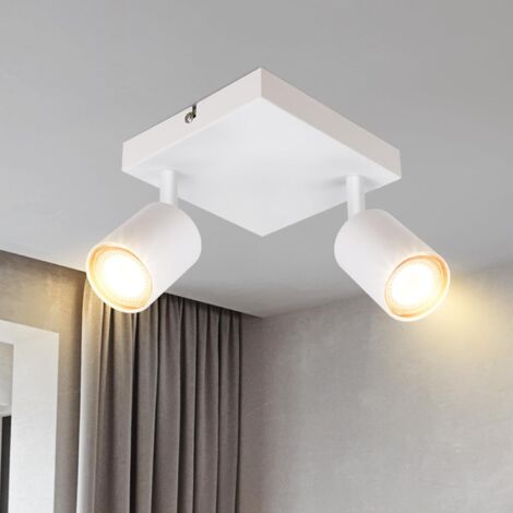 ZMH Spot de Plafond LED Plafonnier 2 Ampoules - Plafonnier Blanc Spots de Plafond GU10 Carré Pivotant 350° Spots Modernes pour Couloir, Salon, Chambre, sans Ampoule