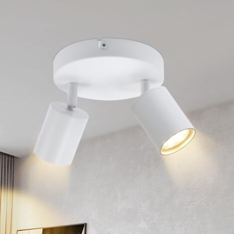 ZMH Spot de Plafond LED Plafonnier 2 Ampoules - Plafonnier Blanc Spots de Plafond GU10 Orientables à 350° Spots Modernes pour Couloir, Salon, Chambre, sans Ampoule