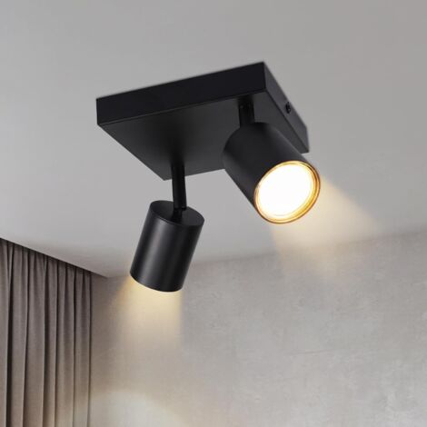 ZMH Spot de Plafond LED Plafonnier 2 Ampoules - Plafonnier Noir Spots de Plafond GU10 Carré Pivotant 350° Spots Modernes pour Couloir, Salon, Chambre, sans Ampoule