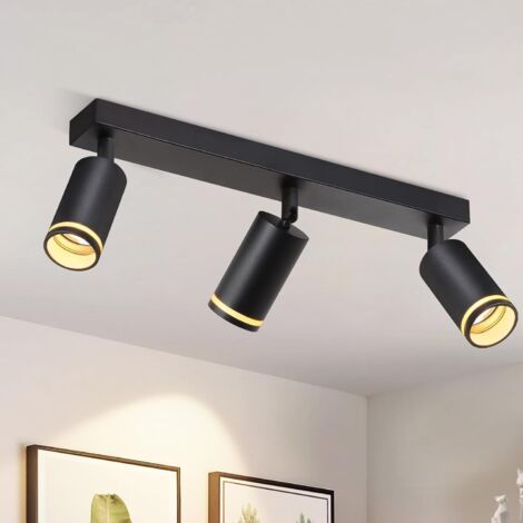 ZMH Spot de Plafond Noir 3 Ampoules Lampe de Couloir Plafonnier Moderne Spot GU10 Spots Pivotant Plafonnier Intérieur en Métal Spots de Plafond pour Couloir Cuisine Salon sans Ampoule