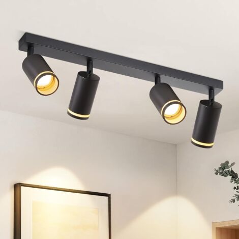 ZMH Spot de Plafond Noir 4 Ampoules Cuisine Plafonnier Moderne Spot GU10 Spots Pivotant Plafonnier Intérieur en Métal Spots de Plafond pour Couloir Salon Chambre sans Ampoule