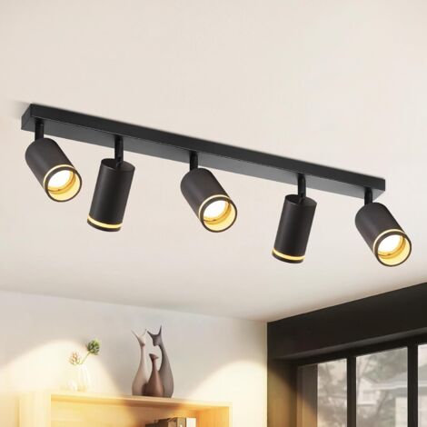 ZMH Spot de Plafond Noir 5 Ampoules Salon Plafonnier Moderne Spot GU10 Spots Pivotant Plafonnier Intérieur en Métal Spots de Plafond pour Couloir Cuisine Chambre sans Ampoule