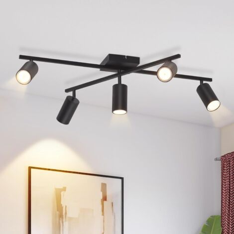 ZMH Spot de Plafond Plafonnier Noir 5 Ampoules : Spots Plafonnier GU10 Spot Moderne Lampe de Salon Spots de Plafond Pivotants à 350° pour Cuisine Salon Chambre - sans Ampoule