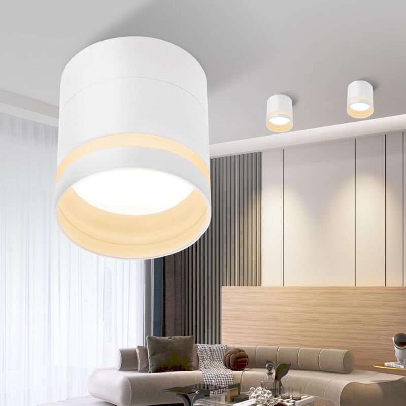 ZMH Spot en saillie Spot en saillie LED Blanc - Spot de plafond rond Spot en acrylique blanc chaud Spot en saillie avec spot de plafond plat GX53