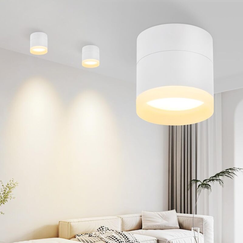 ZMH Spot en saillie Spot en saillie LED rond - Spot de plafond blanc 5W Petits spots Lumière en saillie GX53 Spot en saillie plat blanc chaud Spot de
