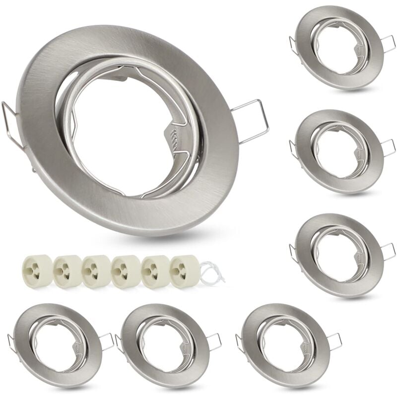 Spot encastrable GU10 Set - Douilles GU10 230V diamètre du trou 50mm avec socle en inox Cadre d'éclairage encastrable Spot orientable 30° pour