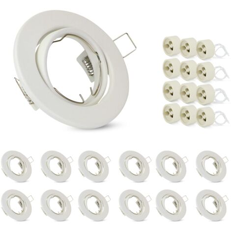 ZMH Spot encastrable GU10 Set - Douilles GU10 230V diamètre du trou 50mm avec socle en inox Cadre d'éclairage encastrable Spot orientable 30° pour sources lumineuses LED halogène - Blanc-12ER