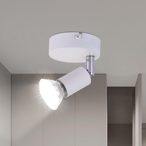 ZMH Spots de Plafond LED Spots Muraux GU10 - Plafonnier Blanc Pivotant 330° Spot de Plafond 1 Ampoule Plafonnier Lampe de Couloir Applique Chambre Salle de Bain Cuisine sans Ampoule