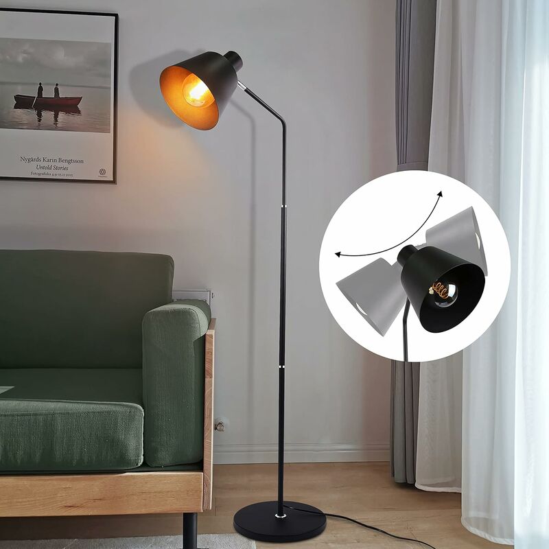 ZMH - lampadaire vintage lampadaire rétro 166 cm lampadaire noir avec douille E27 max 40 W lampadaire pour salon chambre chambre d'enfant bureau