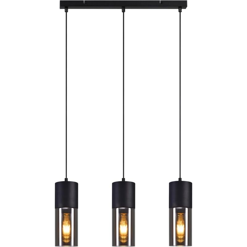 Suspension Lampe pour table de salle à manger E27–3 ampoules led réglables abat-jour moderne en verre lustre noir pour cuisine salon chambre à