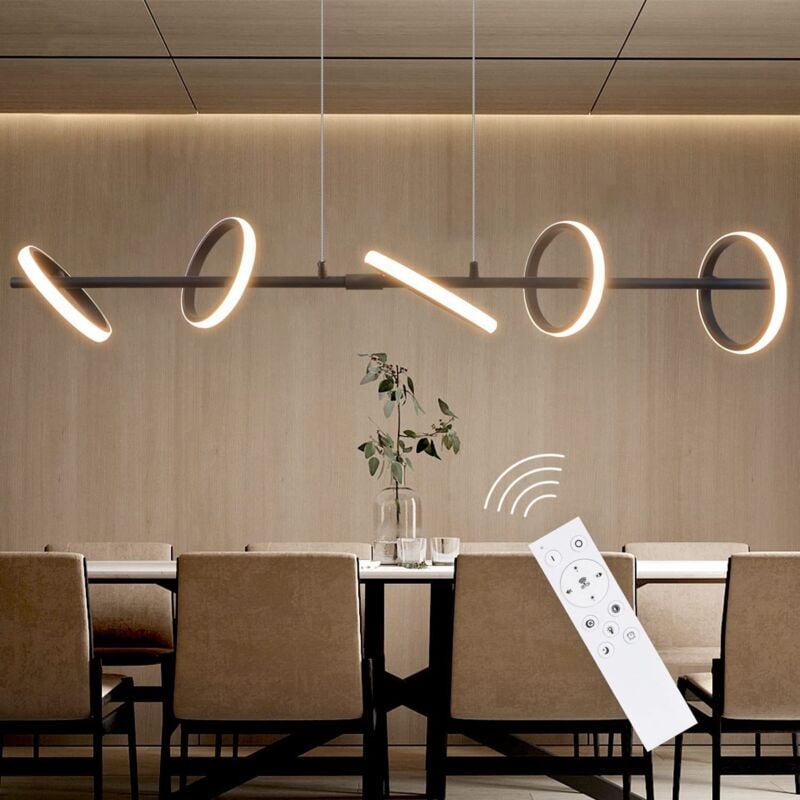 ZMH Suspension LED Noir Dimmable Lampe à Suspension de Table de Salle à Manger Moderne Lampe de Table de Salle à Manger 42W avec Télécommande