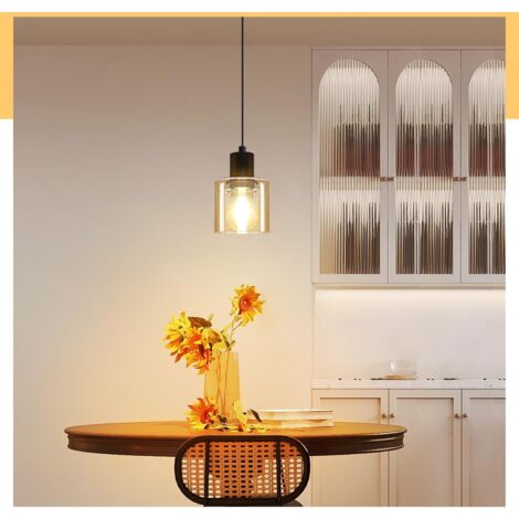 ZMH Suspension Table à Manger Lampe Suspendue Lampe de Table à Manger Vintage Suspendue E27 Suspension Noir 1 Ampoule Lampe de Salle à Manger Lampe à Suspension Industrielle Rétro pour Salon Hôtel Bur