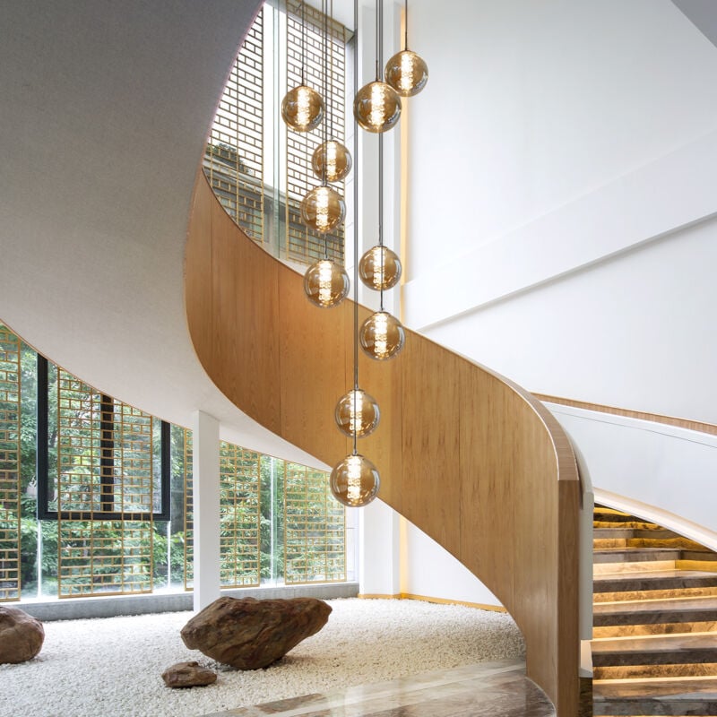 ZMH - Suspension table à manger lustre G9 - 10 flammes en verre réglable en hauteur suspension cuisine salon lampe chambre lampe couloir lampe - ambre