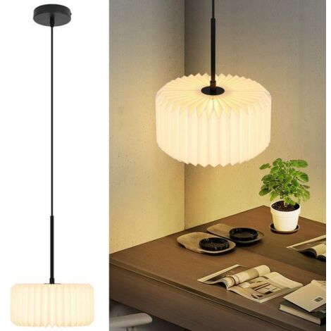 ZMH Suspension vintage pour Schlafzimmer, Table à manger, Salon - Lampe de salle à manger 1 flamme, Abat - jour papier blanc, Culot G9, Suspendue pendante, Lampe de table à manger (sans ampoule)
