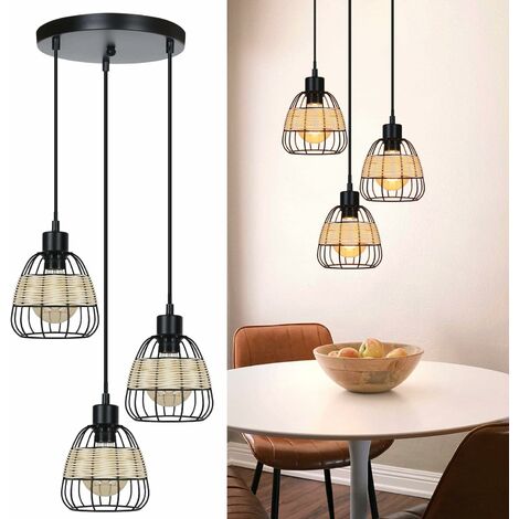 Suspension en Rotin 3 Lampes