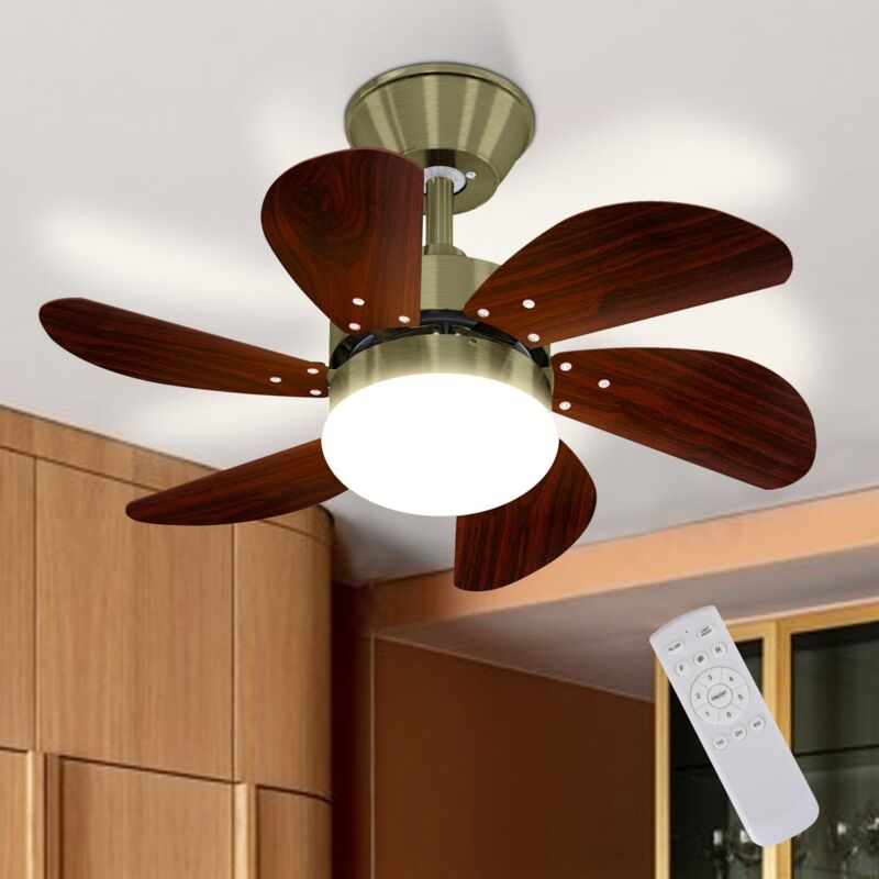 ZMH Ventilateur de plafond avec télécommande Silencieux - Plafonnier 6 pales Ø75cm Plafonnier temporisé Ventilateur de plafond Eté/Hiver Chambre à
