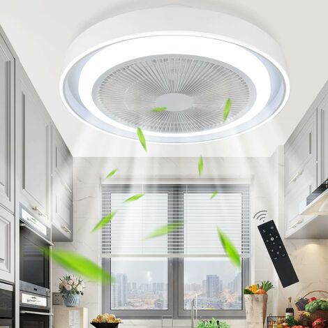 ZMH – Ventilateur de plafond LED dimmable télécommandé – 5 pales silencieux bleu – Éclairage pour chambre, salon, salle à manger