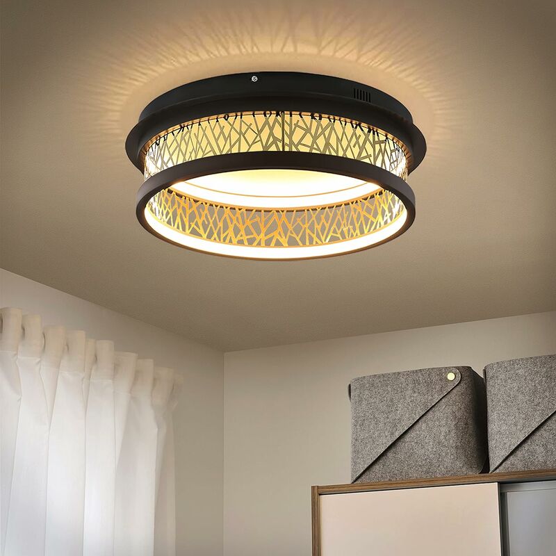 ZMH - Deckenlampe LED Deckenleuchte Wohnzimmer Modern Deko Flurlampe 40W schwarze Rund Leuchte 3000K Warmweiss Licht Innen Beleuchtung fuer