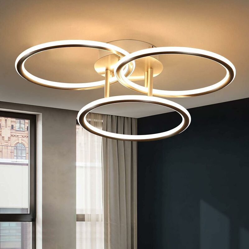 ZMH - LED Deckenlampe Deckenleuchte Wohnzimmer-Modern Ringe Design Warmweiss Licht 3000K Schlafzimmerlampe 41W 3 Flammig aus Eisen und Aluminium