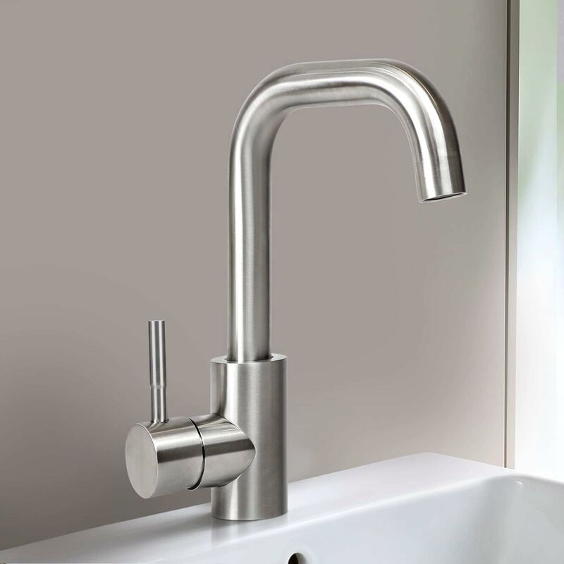 ZMH - Robinet salle de bain lavabo - robinet haute pression d'eau chaude et froide hauteur 170mm Mélangeur en acier inoxydable pour salle de bains wc