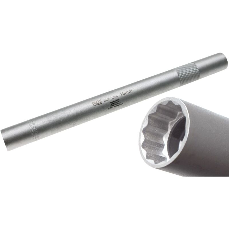 Zündkerzen-Einsatz Zwölfkant, extra lang Antrieb Innenvierkant 10 mm (3/8') sw 16 mm