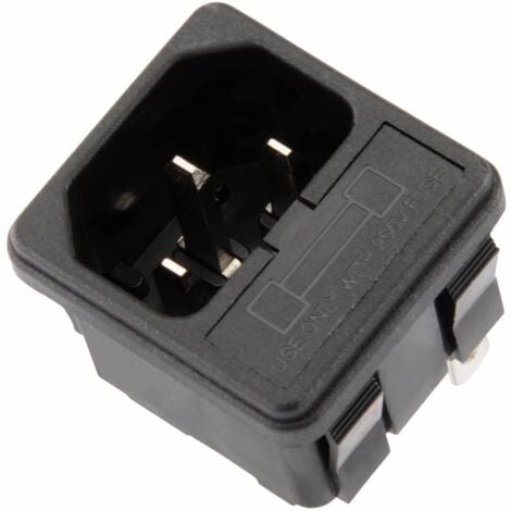 SATKIT Zocalo de Alimentación AC-02 Enchufe Schunko con Portafusible y 3 Terminales Macho