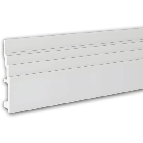 Zócalo Profhome 653802 Rodapié Perfil de estuco Moldura decorativa diseño moderno blanco 2 m