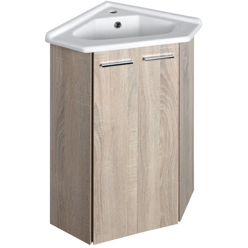 Zoja Vanity Corner Unit 39x74x39cm, placage de chêne