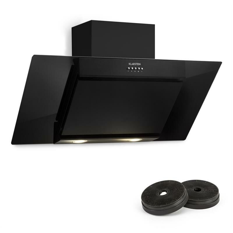 Klarstein - Zola Hotte aspirante 90cm + 2 filtres recyclage d'air 635m³/h noir