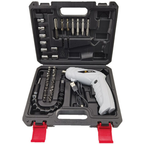 ZOLGINAH 1 Ensemble Kit de Tournevis Électrique sans Fil Rechargeable 3.6V avec Accessoires pour Bricolage et Réparations à Domicile,Gris, 47 pièces (poignée non recouverte de caoutchouc)