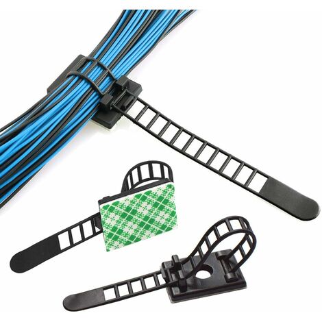 ZOLGINAH 100 piezas de organizador de cables adhesivo ajustable, brida de cable ajustable, abrazadera de cable de escritorio, gestión de cables para organizador de cables TV, cargador, PC, oficina, ho