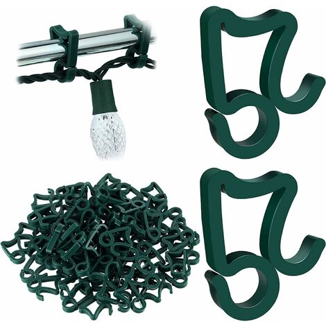 ZOLGINAH 100 Piezas Gancho de Luz de Navidad, Ganchos de Canalón de Techo Exterior, Clips de Luz de Navidad de Plástico para Luces Decorativas de Teja de Canalón - Verde