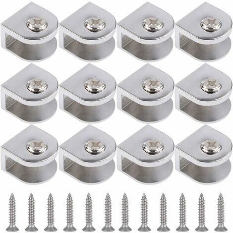 ZOLGINAH 12 piezas de abrazaderas de vidrio, soporte de vidrio ajustable, abrazadera de soporte de vidrio, soporte de partición de vidrio ajustable, puede instalar vidrio plateado de 6-10 mm de espeso
