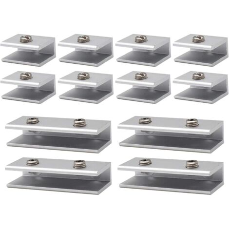 ZOLGINAH 12 Piezas Soportes para Estantes de Vidrio de Aluminio de 6-8 mm, Abrazaderas de Vidrio de Aluminio de 6-8 mm, Soporte para Estantes de 6-8 mm, Compatible con Barandillas de Ventanas Comunes,