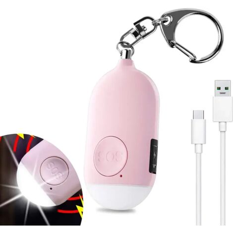 ZOLGINAH 130 DB Alarme Personnelle d'urgence,Rechargeable Alarme de Sécurité avec LED Lampe de Poche Torche Alarme Anti Agression,pour Femme Enfants Personnes Agées Aventurier – Rose