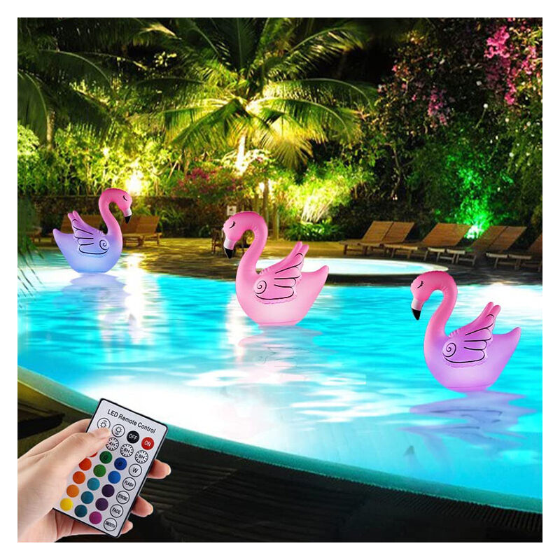 Zolginah 1Pcs Flamingo Luces Solares Flotantes Para Piscina, 16 Colores Luces Inflables Para Exteriores Ip68 A Prueba De Agua, Luz Nocturna Led Para