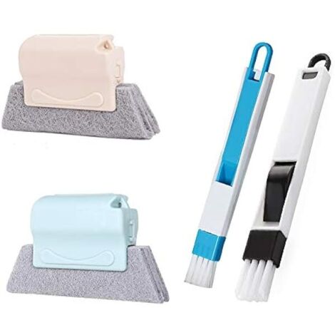 ZOLGINAH 2 cepillos de limpieza mágicos y 2 cepillos de limpieza 2 en 1 mini para ventanas y ranuras de puertas, teclados y todos los rincones y grietas