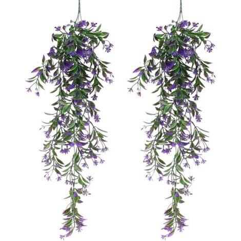 ZOLGINAH 2 Pièces Lierre Artificielle Plantes Guirlande Vigne Faux Plastique Feuilles pour Décoration de Maison ou de Bureau（Mauve）