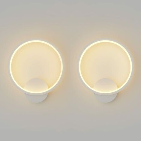 ZOLGINAH 2 piezas LED de pared interior lámpara de pared redonda de 12 W, lámpara de pared moderna para dormitorio, sala de estar, escalera, pasillo, 780 lúmenes, blanco cálido 2900-3200 K, blanco