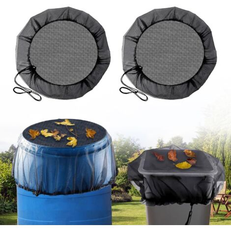 ZOLGINAH 2 Piezas Red para Barril de Lluvia, Cubierta para Barril de Lluvia con Cordón, Cubierta Redonda para Barril de Lluvia, Protección contra Mosquitos y Hojas (ø 80 cm)