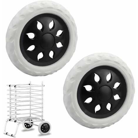 ZOLGINAH 2 Piezas Ruedas de Repuesto para Carrito de Compras Rueda de Carrito de Compras EVA Ruedas de Carrito de Compras de 16 CM para Cochecito, Negro