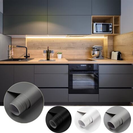 ZOLGINAH 2 Rouleau 61 x550cm Papier Peint Adhesif PVC, Épaissir Mat sans Bulles Papier Peint Auto-Adhésif pour Armoire de Cuisine Stickers Muraux Étanche Décor Table Placard Porte Gris Foncé