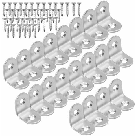 Lot De 20 équerres De Fixation L - 60x60x16 Mm - Acier Galvanisé Argent - Pour Bricolage