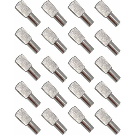 ZOLGINAH 20 Piezas Soporte para Estante, Pasadores para Estante, Soportes para Placa de Estante, Metal Chapado en níquel para Accesorios de Escritorio de gabinete, 5 mm x 19 mm
