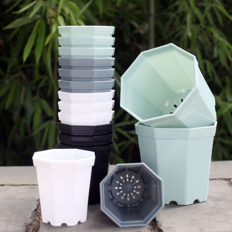 ZOLGINAH 24PCS Pot de Fleur Octogonal en Plastique,Petit Plastique Pot de Fleurs,Pots de Fleur en Plastique,Extérieures Petits Pots,Pots pour Plantes Extérieures Et Intérieures