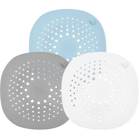 ZOLGINAH 3 PCS Filtre Évier en Silicone, Attrape Cheveux Bouchon avec Ventouse, Collecteur de Cheveux pour Cuisine Salle de Bain(Bleu, Blanc, Gris)